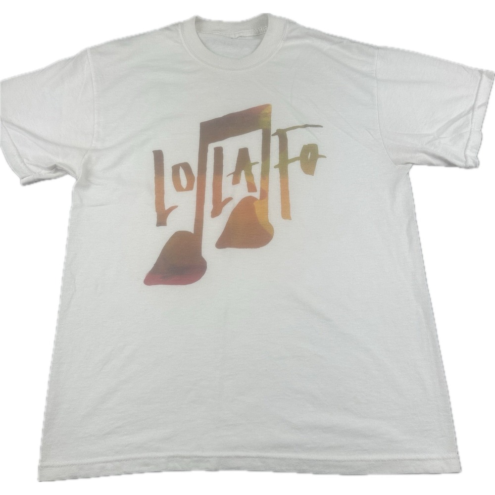 Lollapalooza Mens Lolla 90 Music Graphic T-Shirt Medium White Short Sleeve Tee